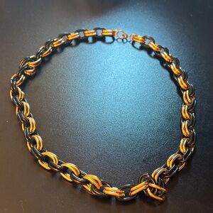 Gold and Black Two-Tone Link Necklace - Women Jewelry